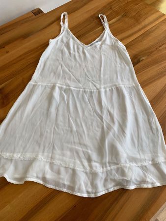 NILE bezauberndes weisses Trägerkleid Viskose/Seide XS w NEU
