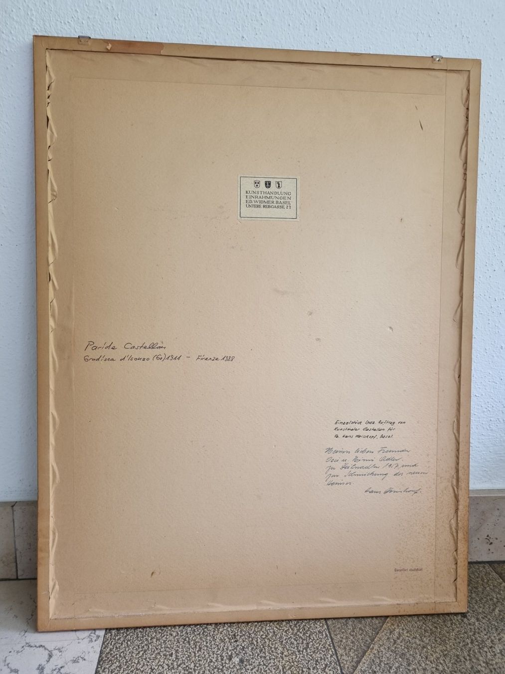 Dipinti: Paride Castellan: Marktplatz Basel 1957, grosse Tuschezeichn – Usato da Basel venduto da Roberto002 3