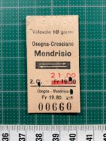 Billett Osogna Cresciano - Mendrisio, korrig. Preis, SBB