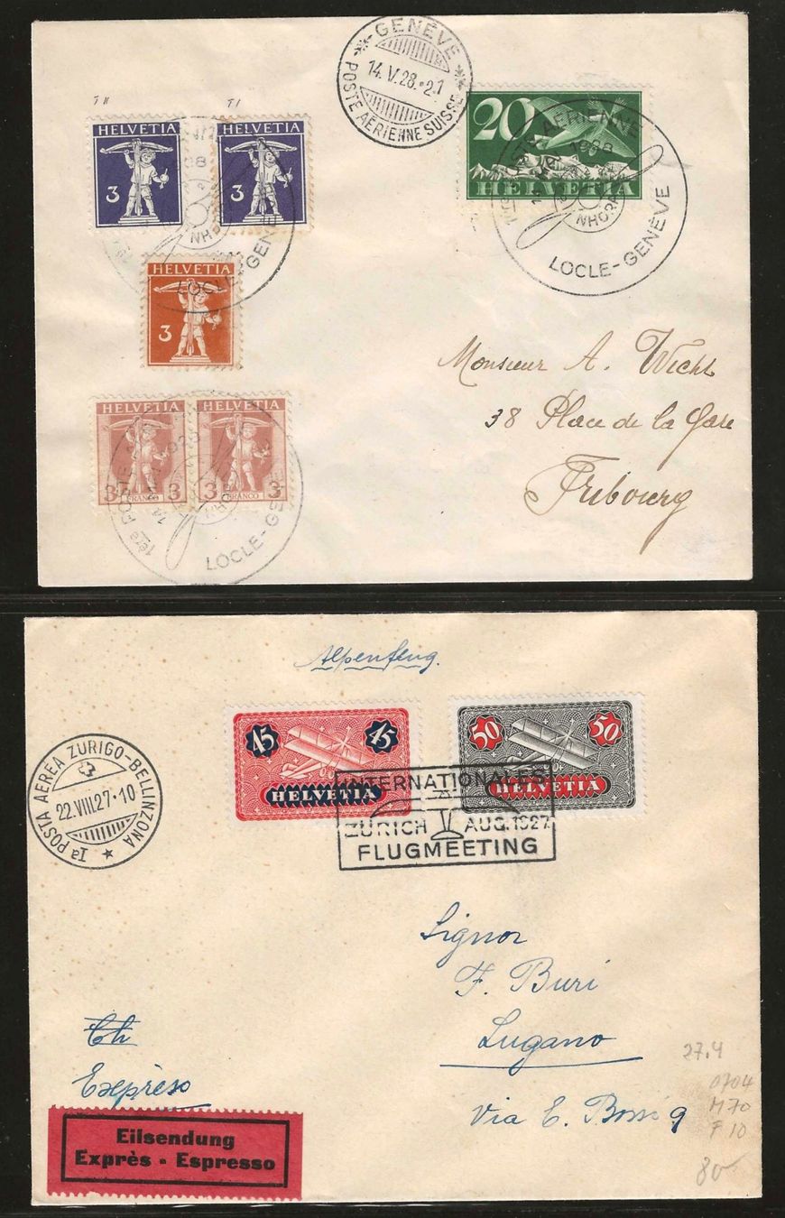 Tous les timbres: 1927/28 : 2 Flugpost Briefe – D'occasion à Gümligen par Geniusbuy