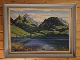 Tableau peinture à l'huile Auersert cadre doré
