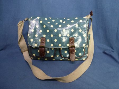 LUSTIGE KUNSTSTOFF TASCHE PETROL MIT PUNKTEN QUERHÄNGEN