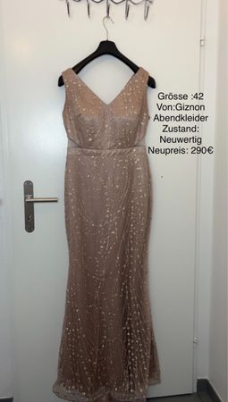 GIZNON Abendkleid, Gr. 42, neuwertig, rosegoldfarben