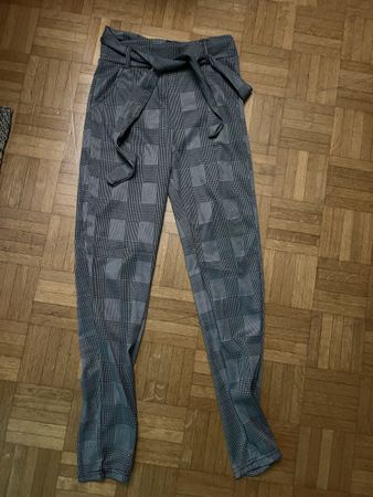 Elegante Stoffhose / Leggins mit Gürtel, Kariert, Grösse S/M