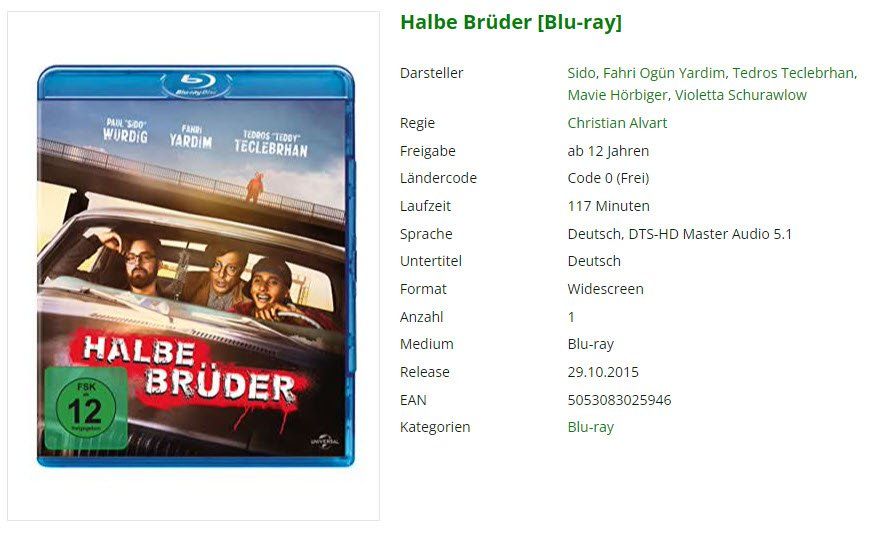 Alle DVDs: Halbe Brüder (Blu-ray) – Gebraucht aus Emmetten von SVollenweider