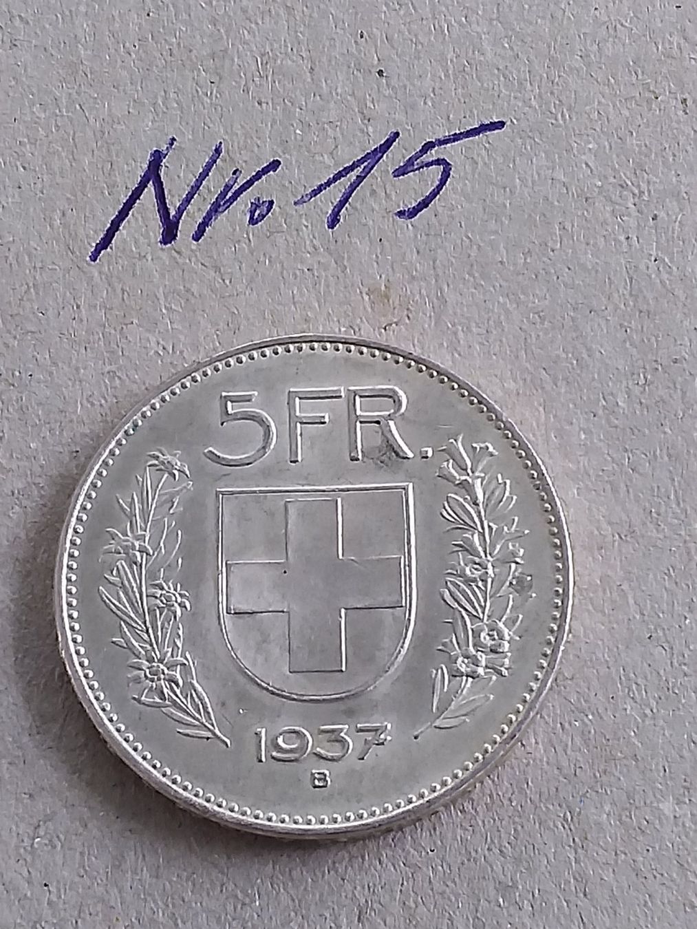 Alle Münzen: 5 Franken Silbermünze Jg.1937 – Gebraucht aus Schwyz von Trofana