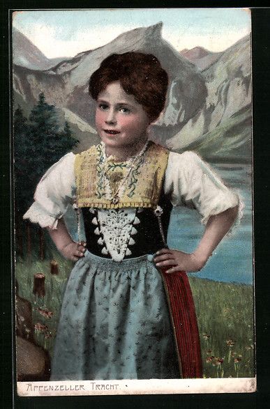 Cartoline postali: Niedliches Mädchen in Appenzeller Trach – Usato da Berlin venduto da bartko-reher