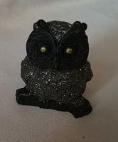 Eule Figur Stein Schwarz mit glitzer wunder schön