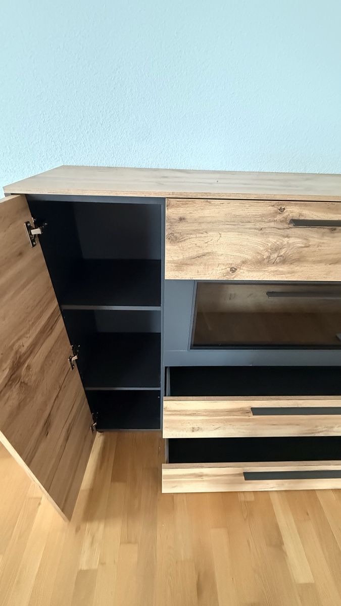 Credenze: Modernes Sideboard / Highboard Holzoptik & Anthrazit – Usato da Hochdorf venduto da Lilporto 3