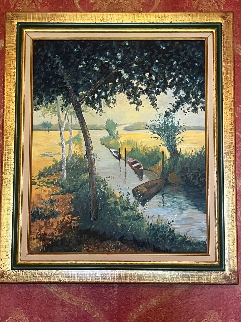 Gemälde: Tableau Paysage Rivière Bateaux GINA KARVAN – Gebraucht aus GENEVE von hehakasapa 1