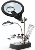 Lupe für Profi  mit 3ter Hand, Halte-Klemmen + Licht LED