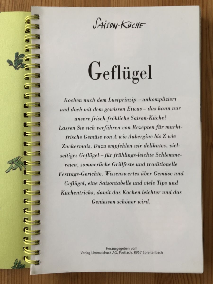 Libri: Rezeptbuch Saison-Küche, Geflügel – Usato da Wittenbach venduto da mansi19 1