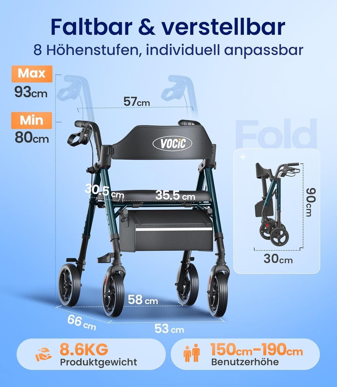 Gehhilfen: Gehhilfe Rollator mit Sitz klappbar Senioren NEU – Neu und originalverpackt aus Wittenbach von VELARO 1