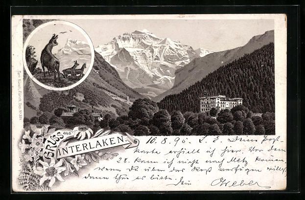 Cartoline postali: Vorläufer-Lithographie Interlaken, 1895 – Usato da Berlin venduto da bartko-reher