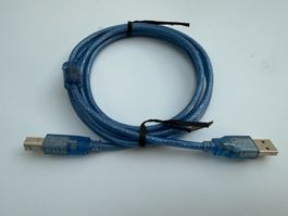 USB Druckerkabel 2.0 Kabel A Stecker auf B, 1.4m, Blau, NEU