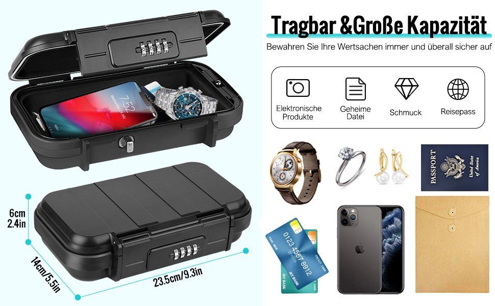 Casseforti: Tragbarer Reisesafe mit Diebstahlschutz und Zahelncode – Nuovo e nell'imballaggio originale da Châtelaine venduto da topshop.switzerland 1