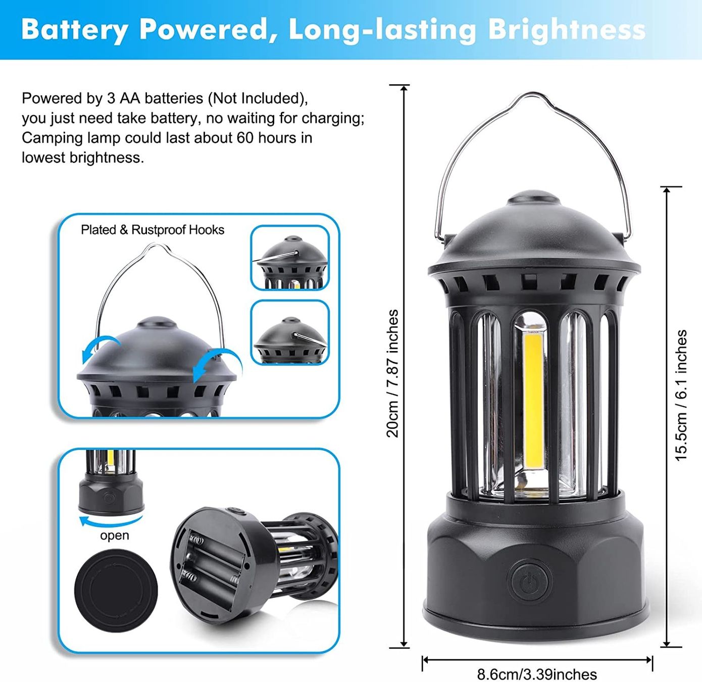 Lampade: LED Campinglampe Tragbar, 2 Stück – Nuovo e nell'imballaggio originale da Nuglar venduto da SaleRitter 5