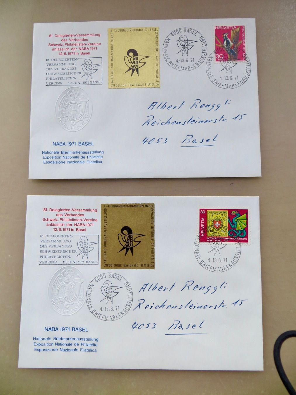 Tutti i francobolli: 2 adressierte Sonderbriefe NABA Basel 1971 – Nuovo (secondo la descrizione) da Basel venduto da 8013