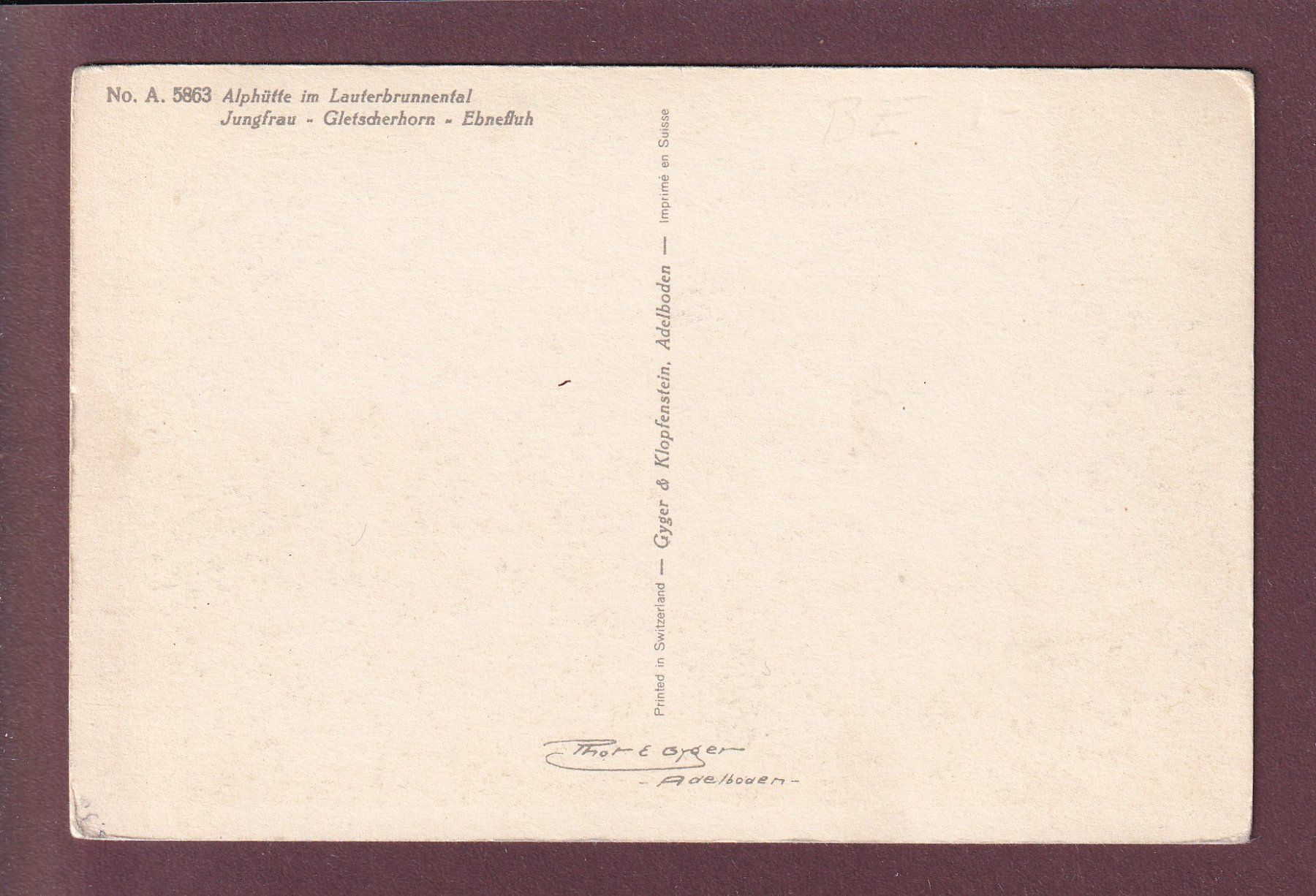 Cartoline postali: Alphütte - JUNGFRAU - Gletscherhorn - Ebnefluh – Usato da Pully venduto da nicecards 1
