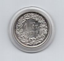 (202) Schweiz, 1 Franken 1886, Super, stgl