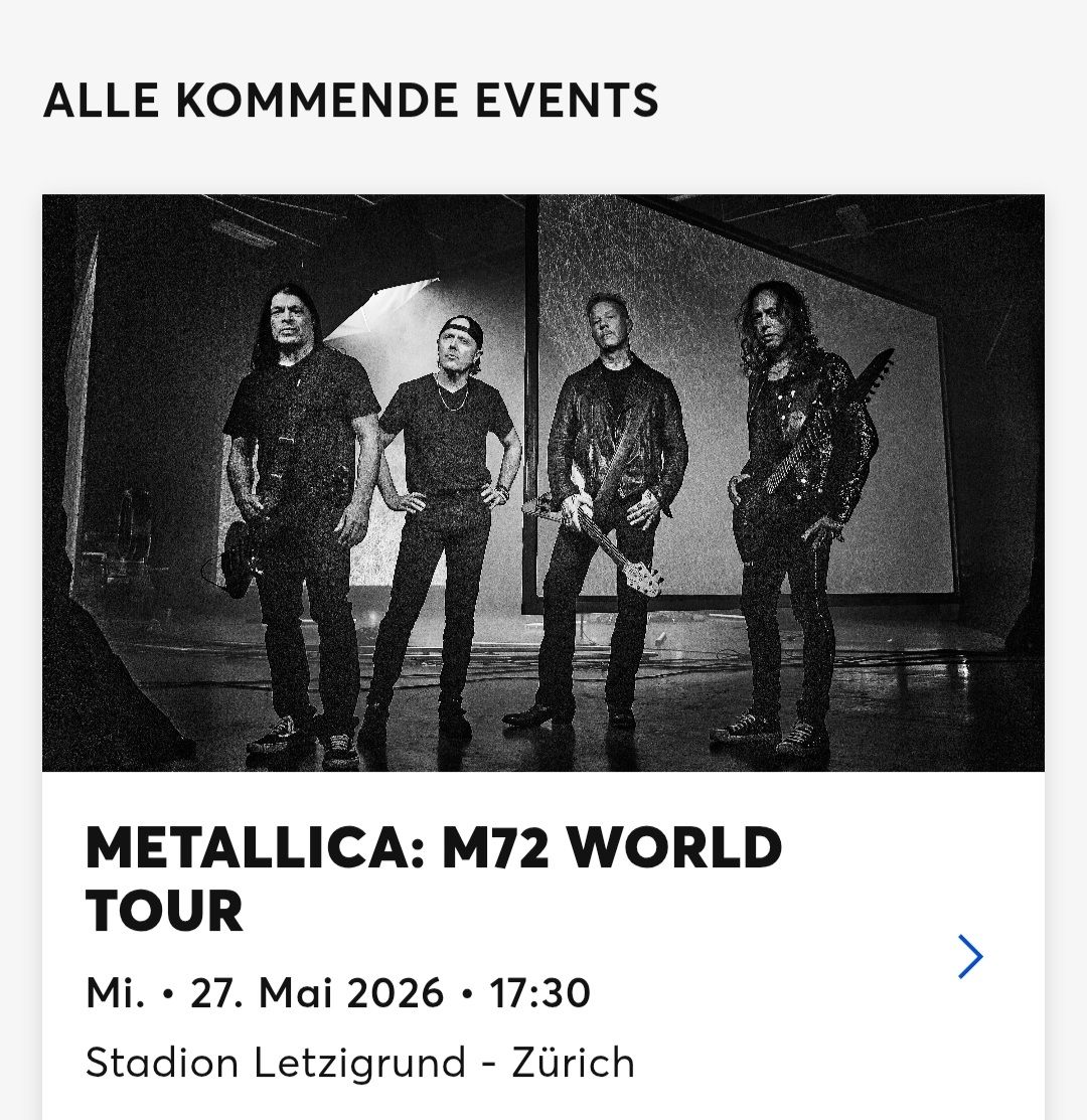 Biglietti: 4 x Stehplatz Metallica – Nuovo (secondo la descrizione) da Lützelflüh-Goldb venduto da kenzi02