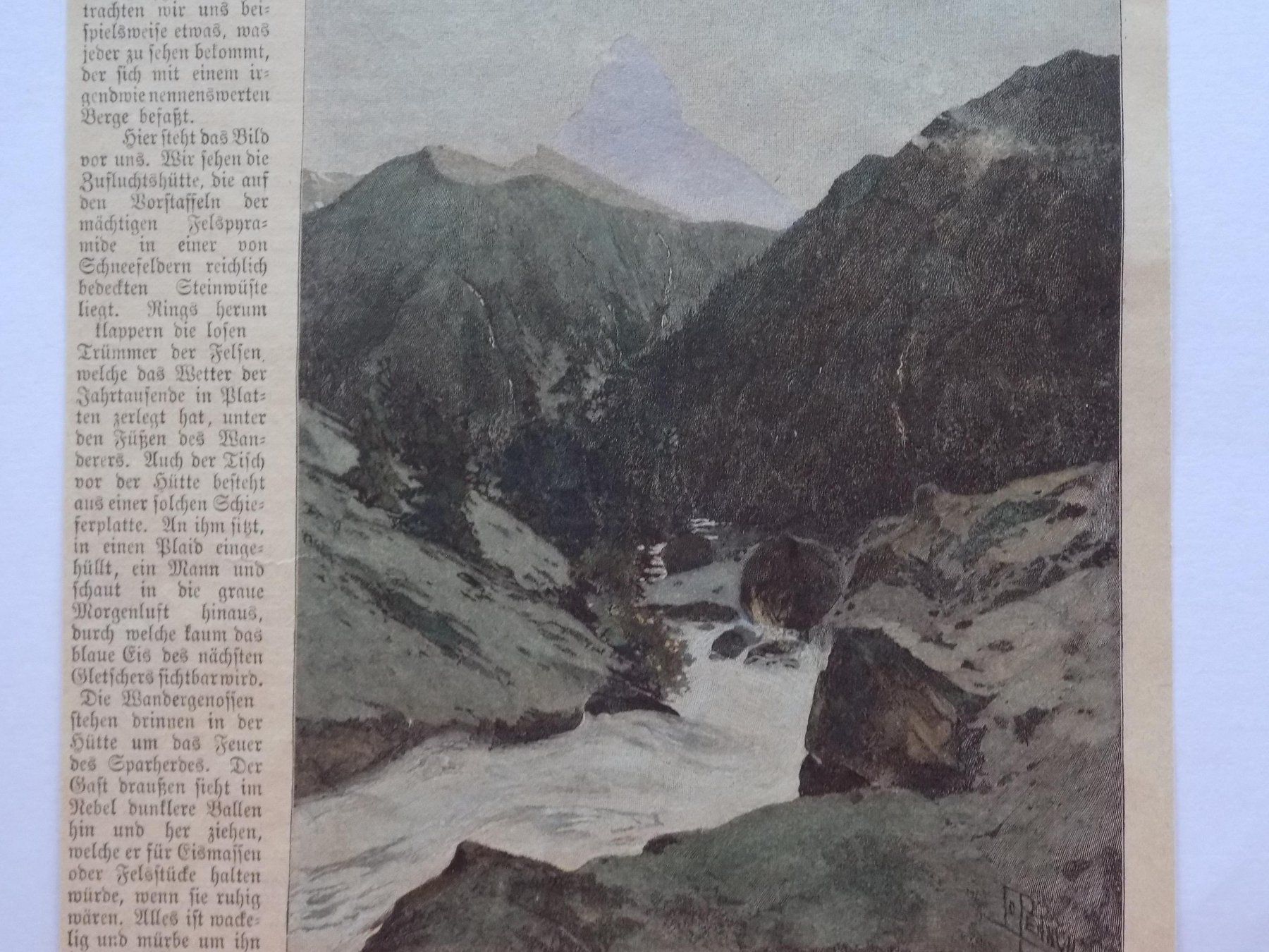 Incisioni: Matterhorn kolorierte Xylographie – Usato da Risch venduto da Antikfee 5