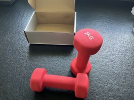 2x Hanteln rot, je 2kg, Sport-Fitness-Zubehör,neu