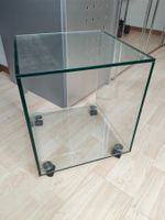 2x Glas-Nachttisch/Beistelltisch Sicherheitsglas mit Rollen