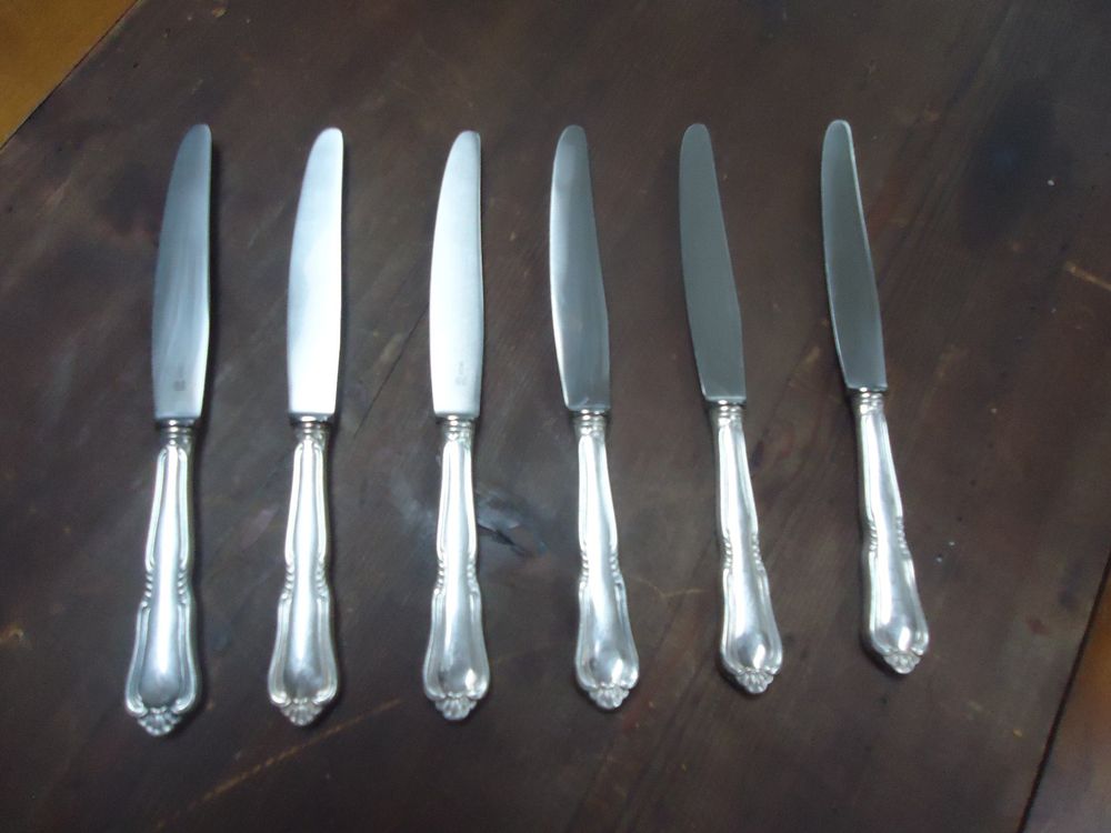 Lot De 11 Couteaux En Argent 800, Longueur 20 Cm, état D'usage