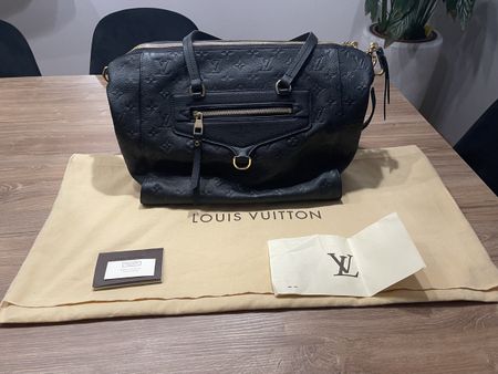 Sac Louis Vuitton Lumineuse PM cuire empreinte bleue marine