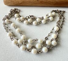 Vintage Longkette mit echten Zuchtperlen 78 cm versilbert