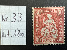 1862 Sitzende Helvetia Nr. 33 Kat. 1800- Zustand ...