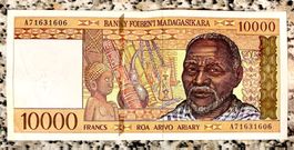 10000 Francs 1998 Madagaskar, Selten!!!