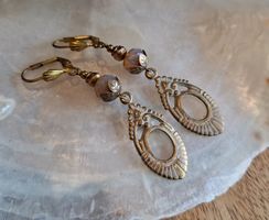 LUNA - Messingohrringe - beige - altrosa