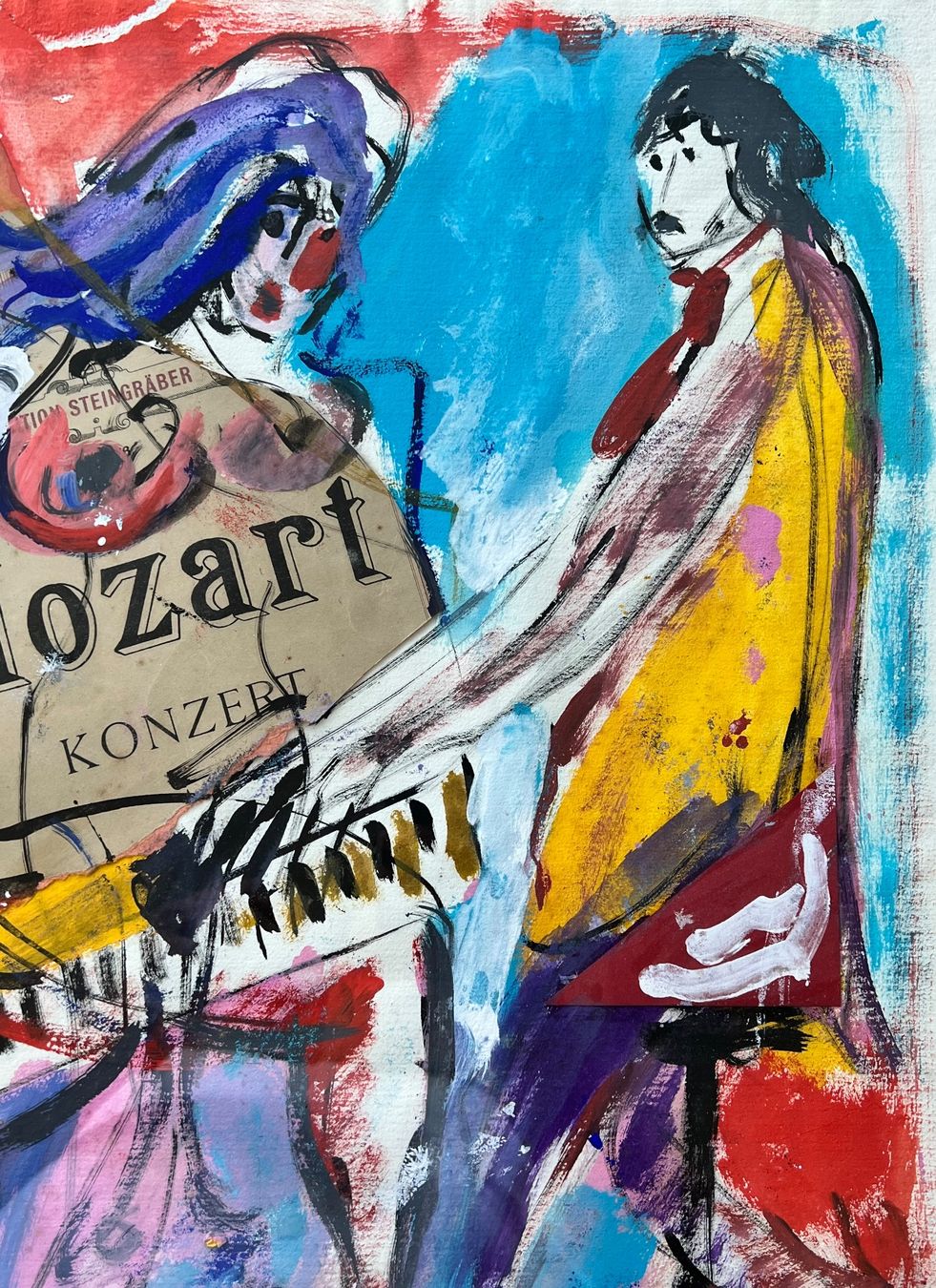 Gemälde: Jean Hasler Mozart Gemälde mit Collage – Gebraucht aus Adliswil von bilderboerse-zuerich 3