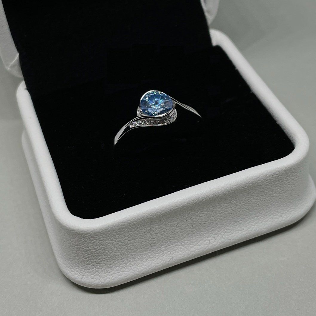 Moissanite Ring, Royal Blue Silber 1ct - Gr. 57 Zertifikat (Neu (gemäss ...
