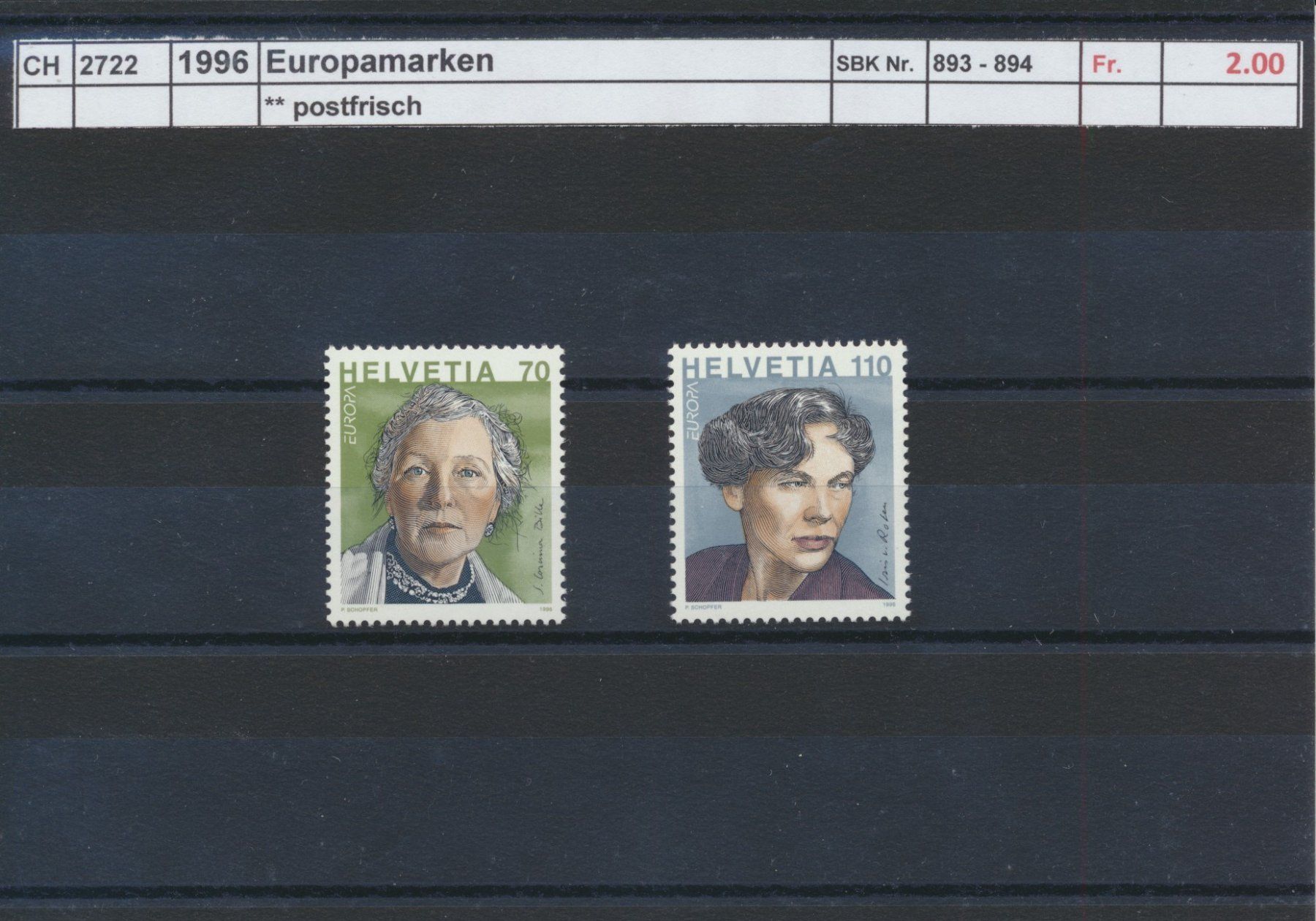 Tutti i francobolli: 1996 "Europamarken", ** postfrisch – Nuovo (secondo la descrizione) da Winterthur venduto da Zupogeru