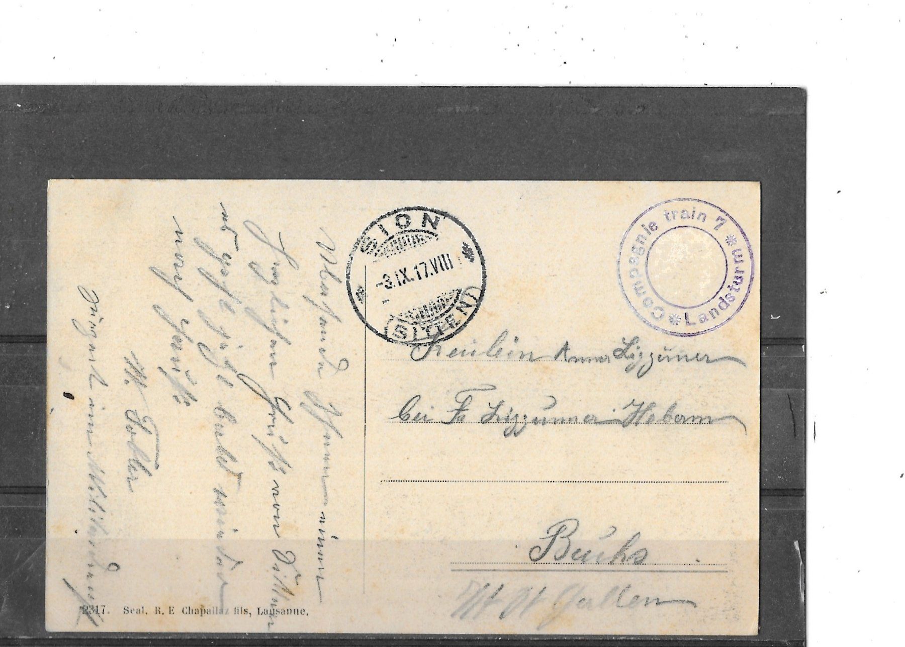 Ansichtskarten: VS Sion 1917 – Gebraucht aus Schocherswil von Wilare 1