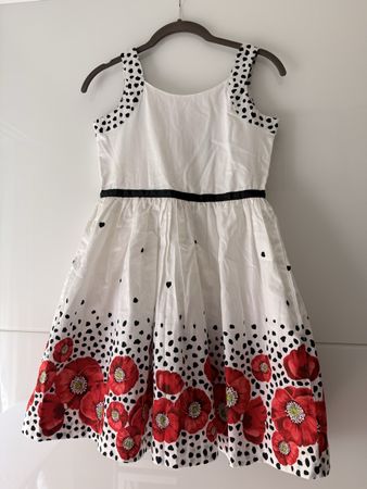 Kleid Boboli Blumenmuster rot schwarz weiss Grösse 152cm