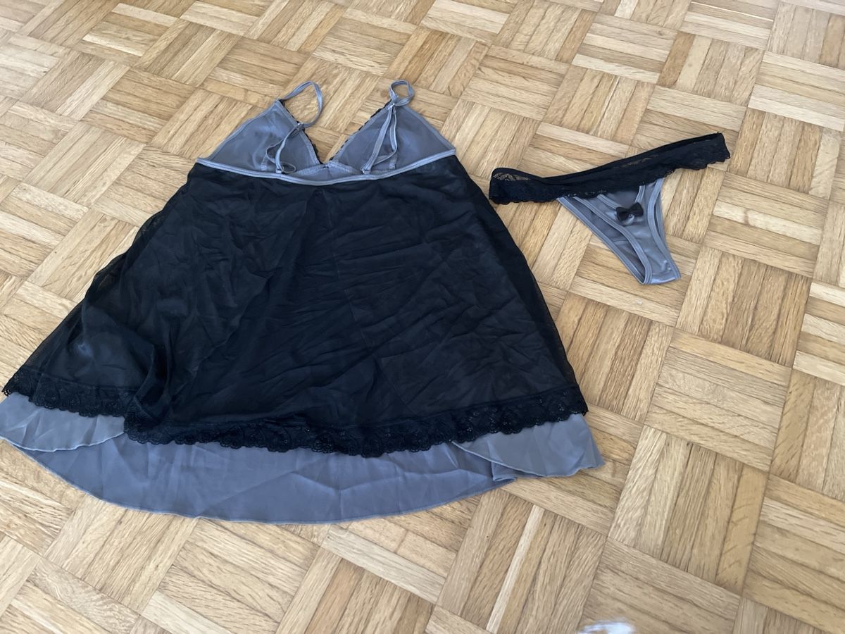 Altra biancheria intima: Damen Nachthemd mit String schwarz grau – Nuovo (secondo la descrizione) da Grüningen venduto da liliane.tebane 1