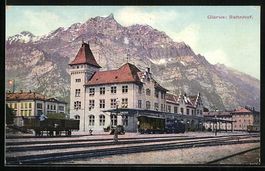 AK Glarus, Bahnhof, 1907