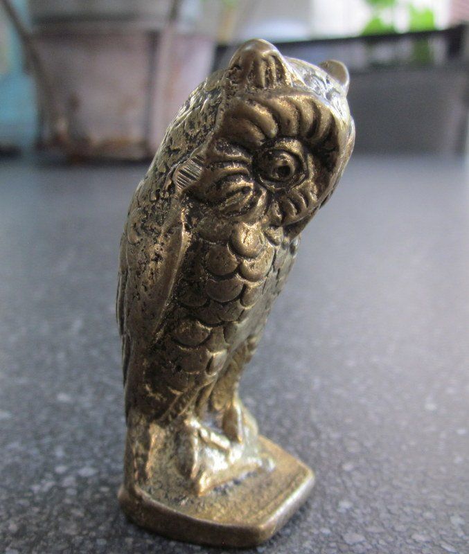 Figuren: Kleine alte Messingfigur Eule massiv, Höhe 6 cm – Gebraucht aus Bischofszell von raika 2