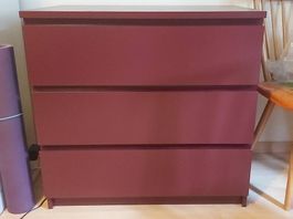 IKEA MALM Kommode (3 Schubladen)  Dunkelrot / Kastanie
