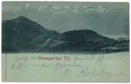 Panorama vom Rigi, Mondscheinkarte, gelaufen 1898