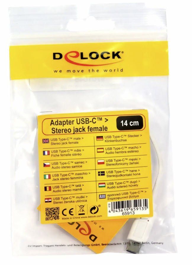 Cavi: Delock Adapter Audio USB-C Stecker > Klinkenbuchse 14 cm – Nuovo e nell'imballaggio originale da Unterengstringen venduto da Tnovus 1