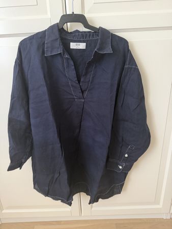 Uniqlo Bluse dunkelblau Gr.  XL Leinen
