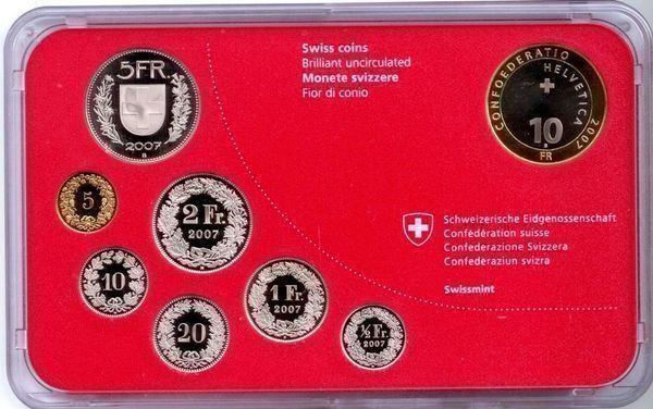 Toutes les monnaies: Schweizer Münzsatz 2007 stgl      NEU – D'occasion à Eggersriet par stamp303 1