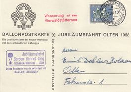 Ballonpost Jubiläumsfahrt Olten 1958