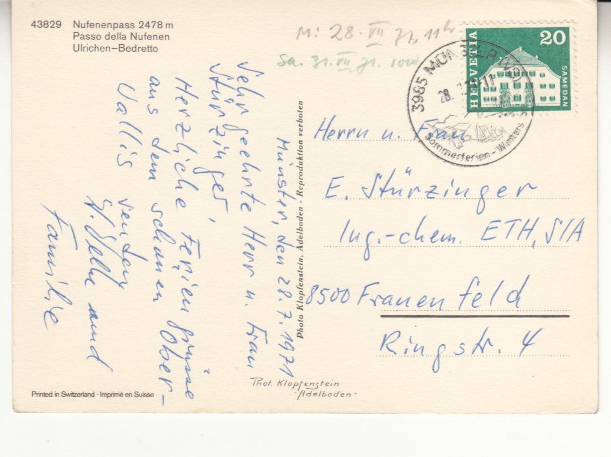 Cartes postales: Nufenenpass 1971 – D'occasion à Bürglen TG par StampGraf 1