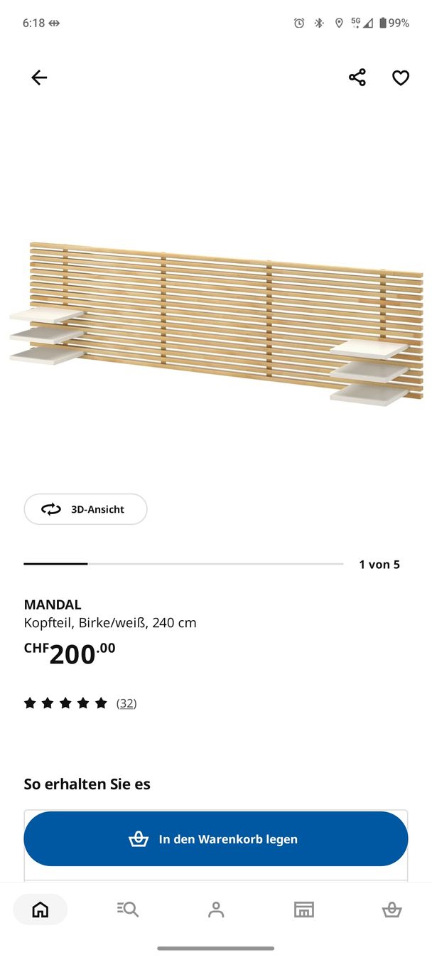 Ikea Letti: IKEA Mandal Kopfteil – Usato da Jegenstorf venduto da haburs